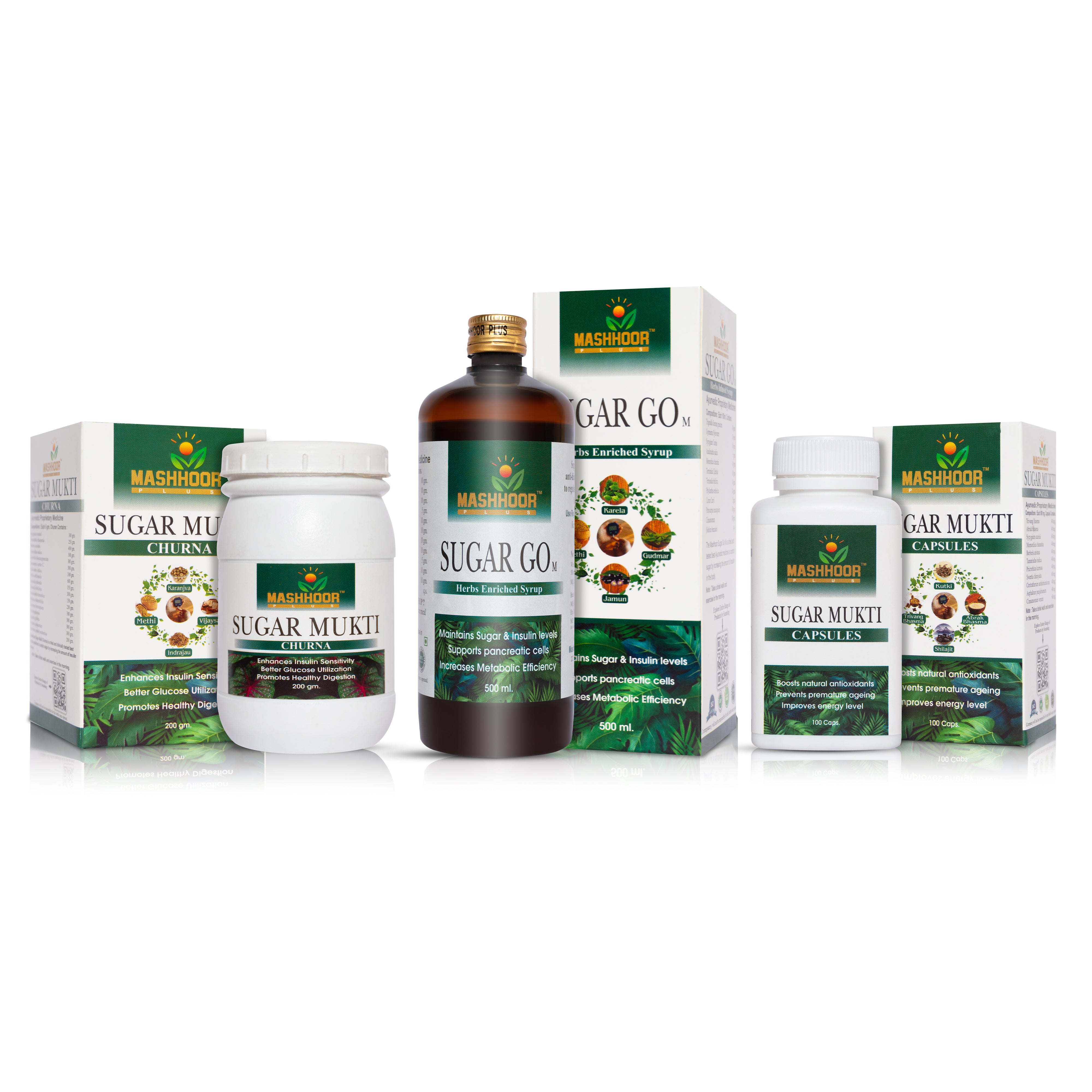 SUGAR MUKTI CHURNA + CAPSULE + SUGAR GO - M SYRUP