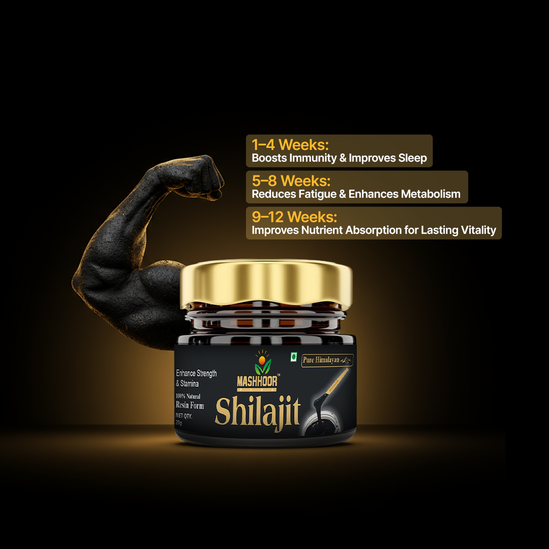 MASHHOOR SHILAJIT RESIN 20G WITH FREE SAFED MUSLI + ASHWAGANDHA