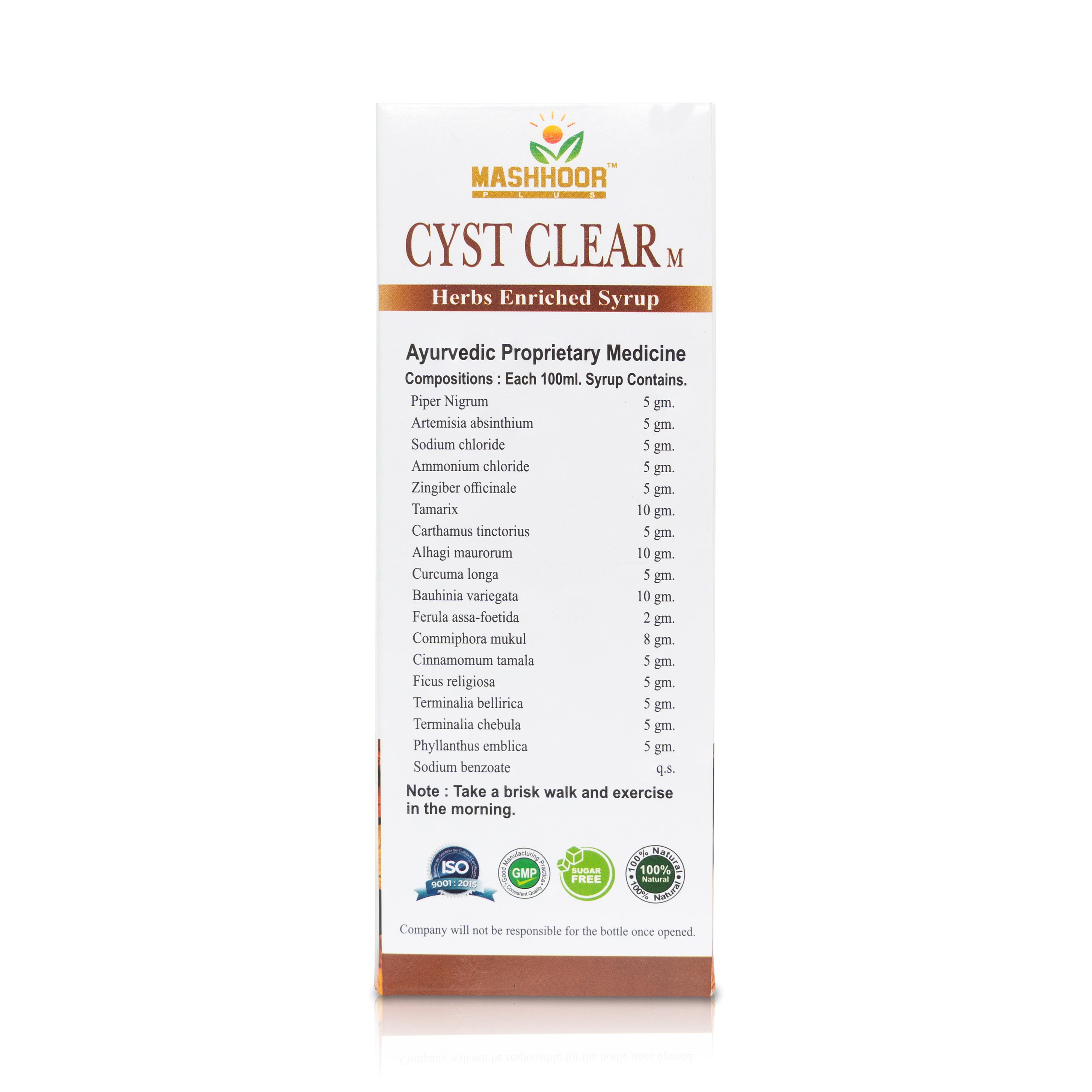 MASHHOOR CYST CLEAR-M HERBAL SYRUP FOR PCOD, PCOS & CYSTS (500ML)