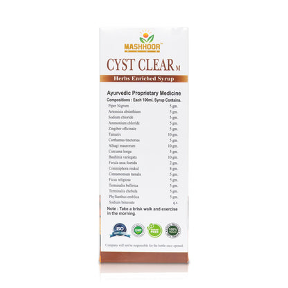 MASHHOOR CYST CLEAR-M HERBAL SYRUP FOR PCOD, PCOS & CYSTS (500ML)