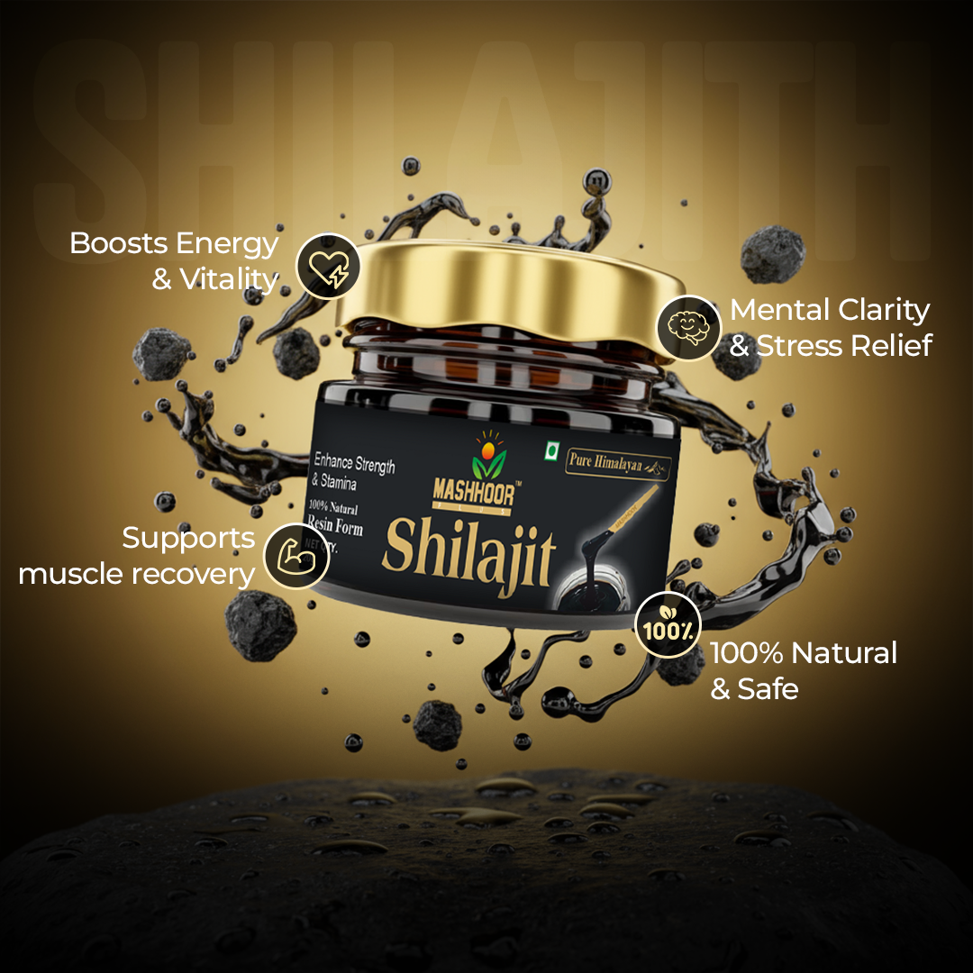 MASHHOOR SHILAJIT RESIN 20G WITH FREE SAFED MUSLI + ASHWAGANDHA