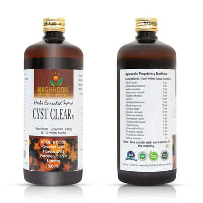 MASHHOOR CYST CLEAR-M HERBAL SYRUP FOR PCOD, PCOS & CYSTS (500ML)