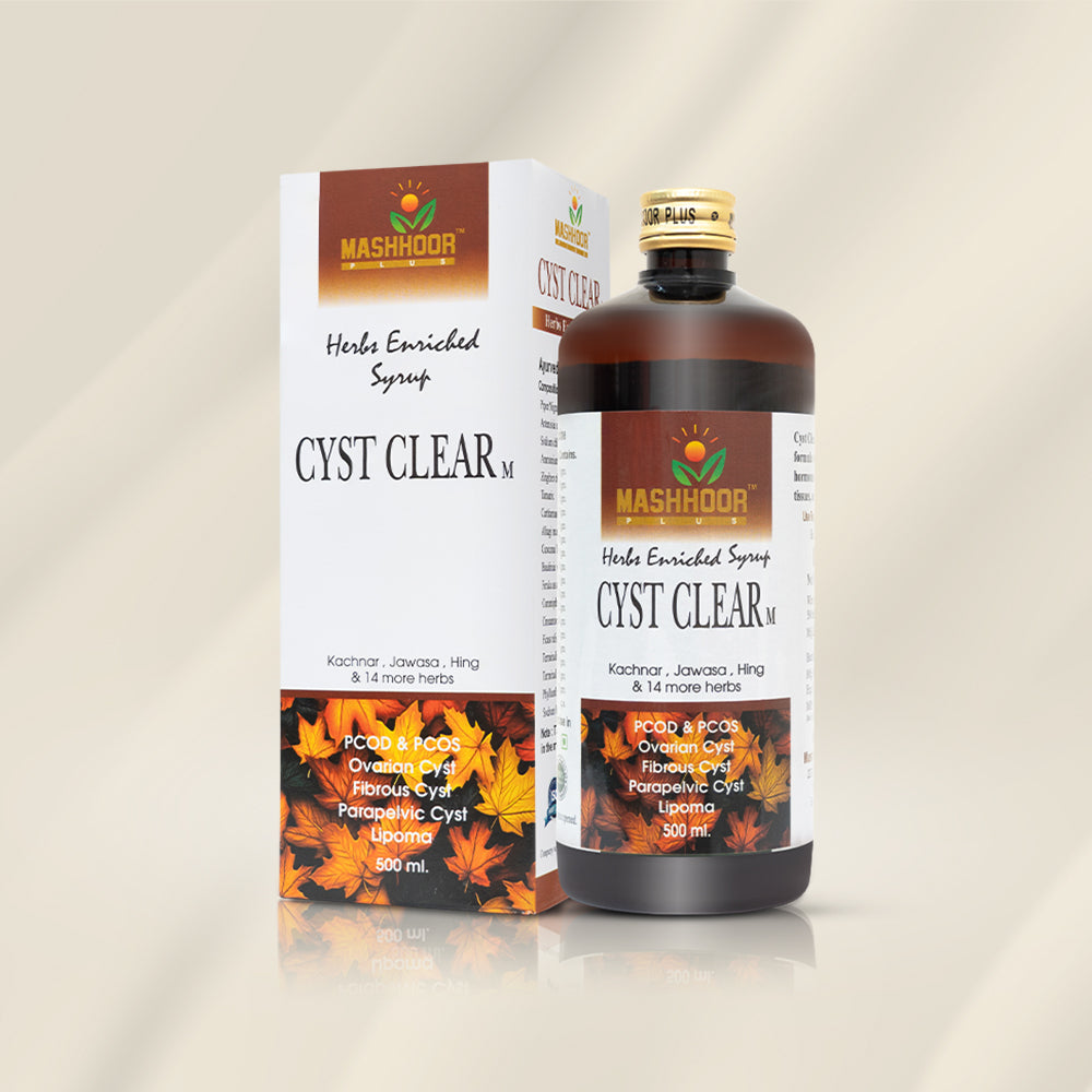 MASHHOOR CYST CLEAR-M HERBAL SYRUP FOR PCOD, PCOS & CYSTS (500ML)