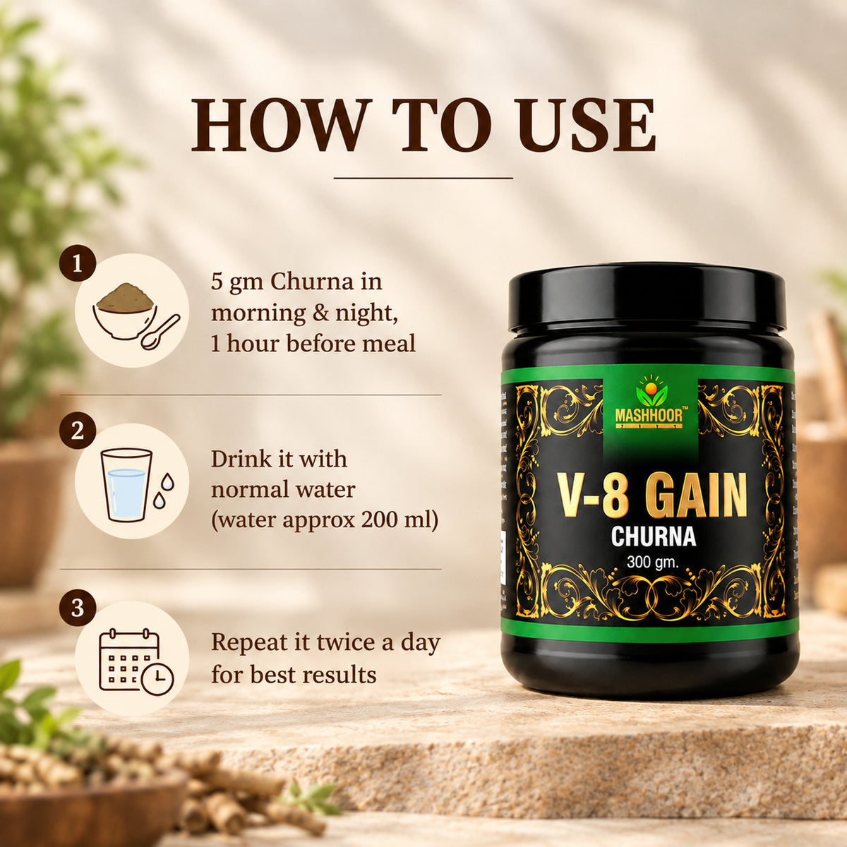 V-8 GAIN CHURNA & CAPSULE COMBO FOR HEALTHY WEIGHT GAIN